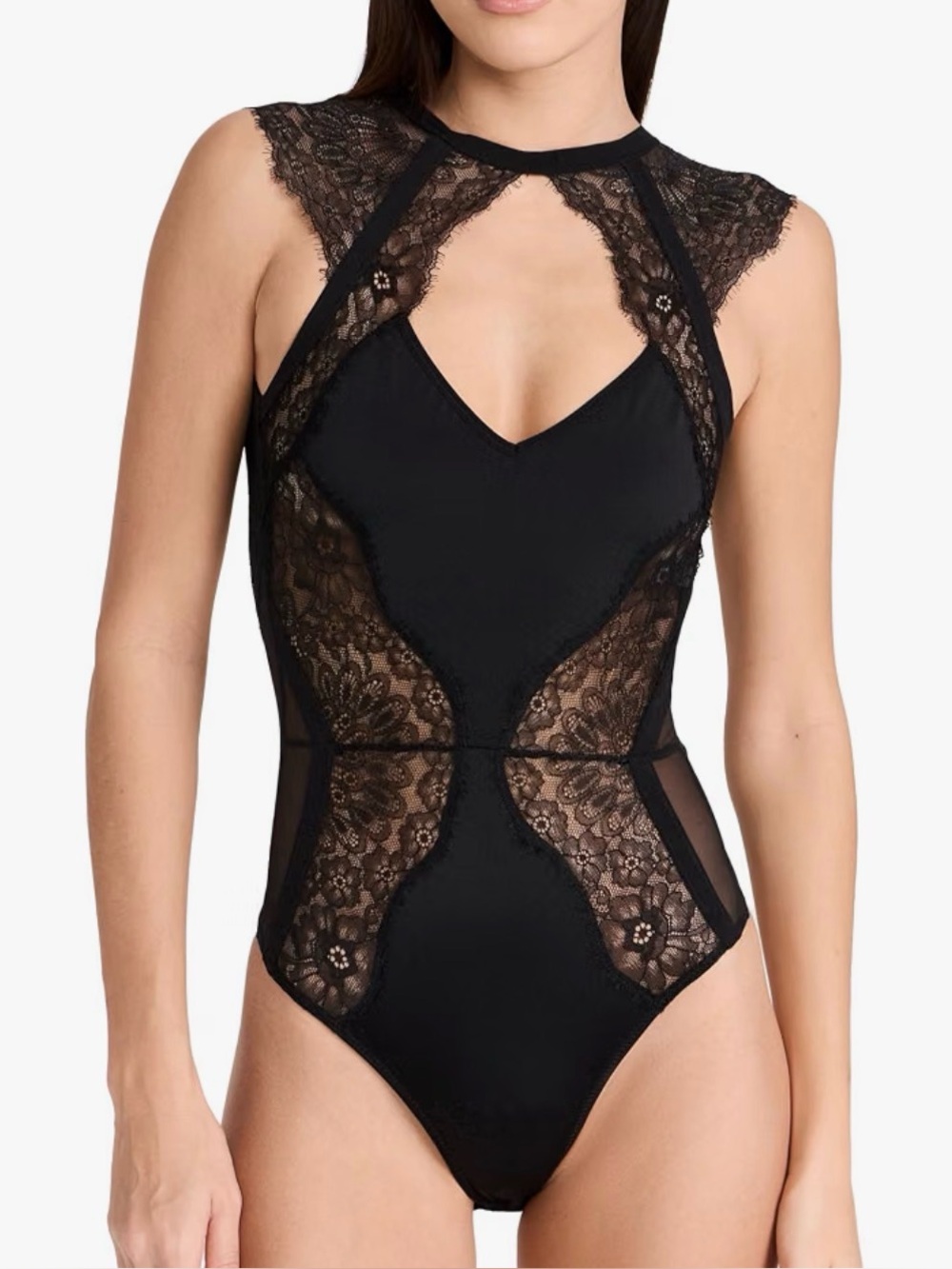 NWT Thistle & Spire Body Suit Black Lace Thong
